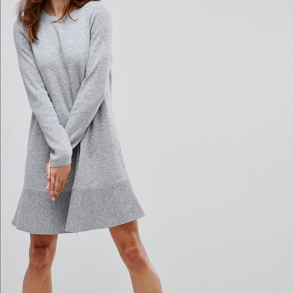 ASOS Knitted Dress with Frill Hem